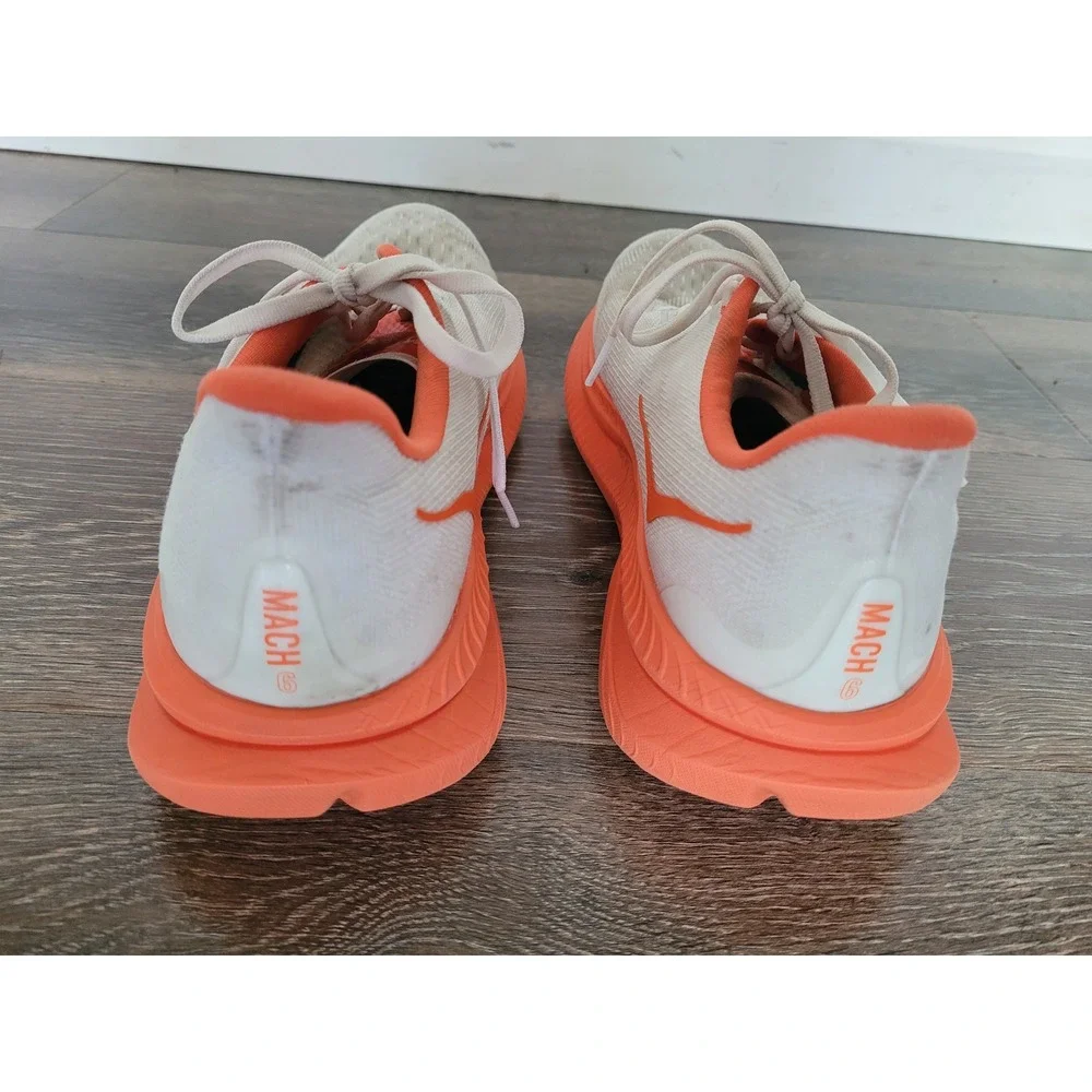 Hoka Mach 6 Mens Running Shoes Size 10.5 White Orange Athletic Sneakers #4